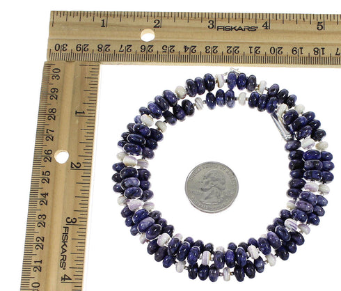 Sterling Silver Botswana And Purple Agate Bead Navajo Necklace RX98046